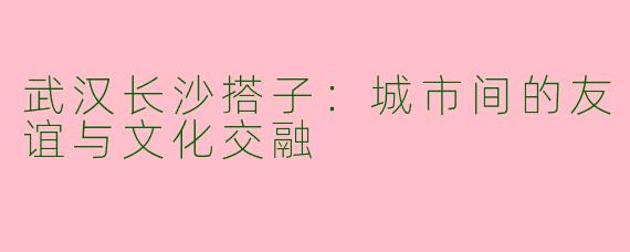 武汉长沙搭子：城市间的友谊与文化交融