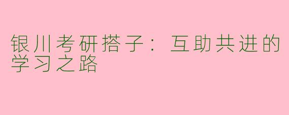 银川考研搭子：互助共进的学习之路