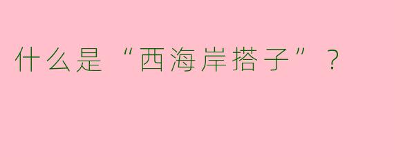什么是“西海岸搭子”？