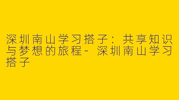深圳南山学习搭子：共享知识与梦想的旅程-深圳南山学习搭子