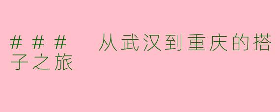 ### 从武汉到重庆的搭子之旅