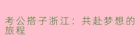 考公搭子浙江:共赴梦想的旅程