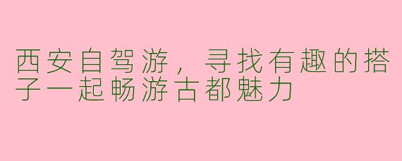 西安自驾游，寻找有趣的搭子一起畅游古都魅力