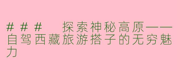 ### 探索神秘高原——自驾西藏旅游搭子的无穷魅力