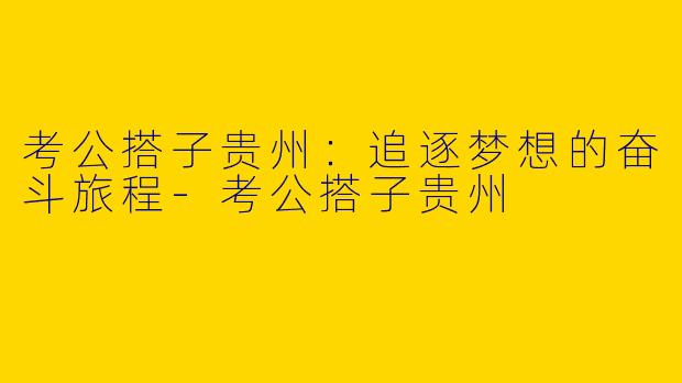 考公搭子贵州：追逐梦想的奋斗旅程-考公搭子贵州