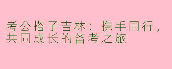 考公搭子吉林：携手同行，共同成长的备考之旅