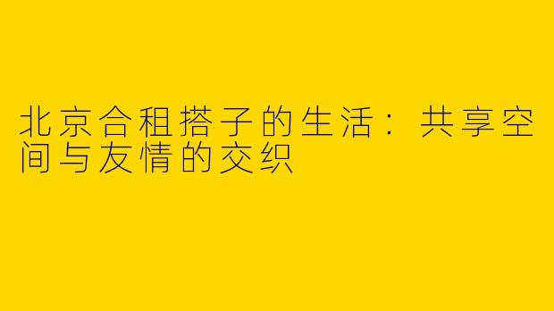 北京合租搭子的生活：共享空间与友情的交织