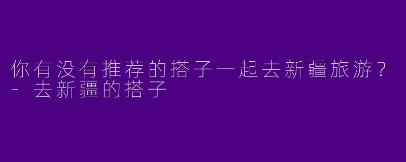 你有没有推荐的搭子一起去新疆旅游？