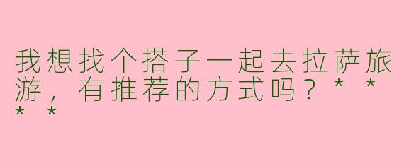 我想找个搭子一起去拉萨旅游，有推荐的方式吗？****