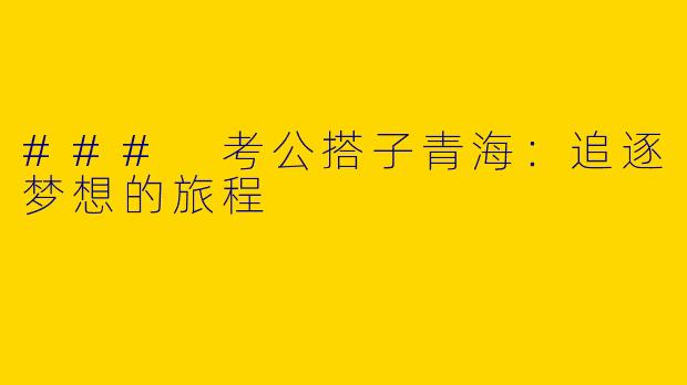 ### 考公搭子青海：追逐梦想的旅程