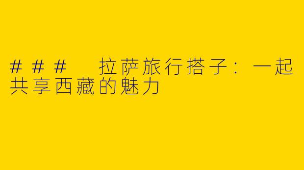 ### 拉萨旅行搭子：一起共享西藏的魅力