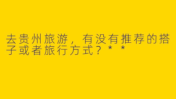 去贵州旅游,有没有推荐的搭子或者旅行方式?**