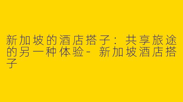 新加坡的酒店搭子：共享旅途的另一种体验-新加坡酒店搭子