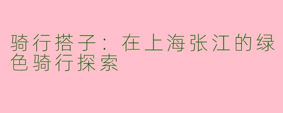 骑行搭子：在上海张江的绿色骑行探索