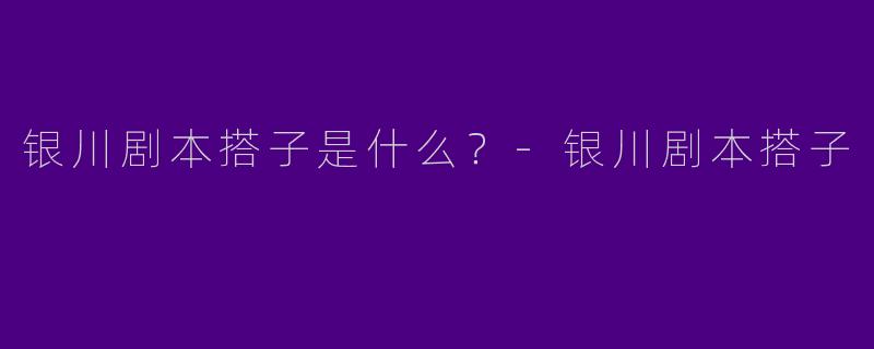 银川剧本搭子是什么?
