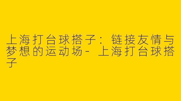 上海打台球搭子：链接友情与梦想的运动场-上海打台球搭子