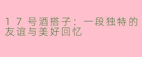 17号酒搭子:一段独特的友谊与美好回忆