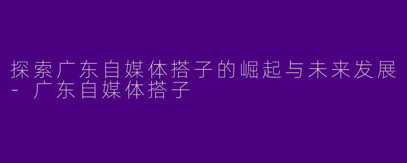 探索广东自媒体搭子的崛起与未来发展