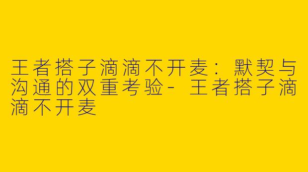王者搭子滴滴不开麦：默契与沟通的双重考验-王者搭子滴滴不开麦