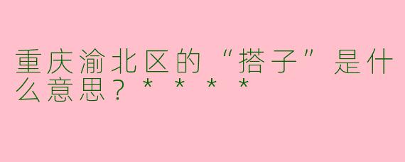 重庆渝北区的“搭子”是什么意思？****