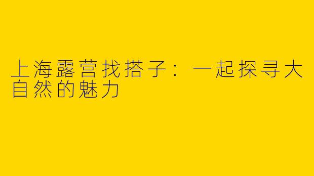 上海露营找搭子：一起探寻大自然的魅力