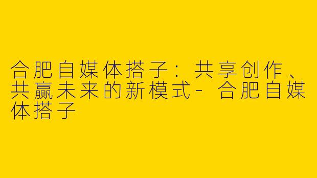 合肥自媒体搭子：共享创作、共赢未来的新模式