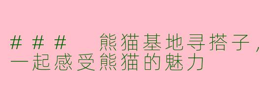 ### 熊猫基地寻搭子，一起感受熊猫的魅力