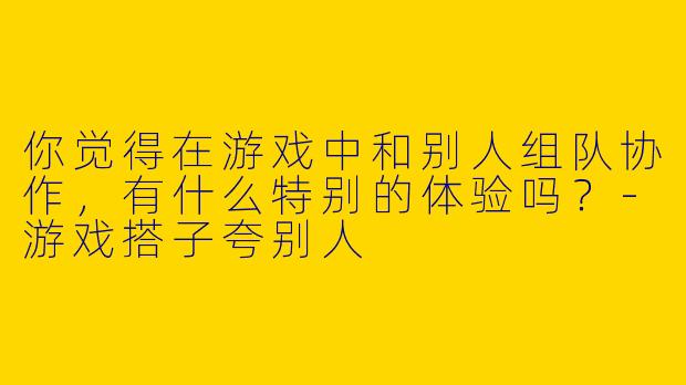 你觉得在游戏中和别人组队协作,有什么特别的体验吗?