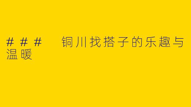 ### 铜川找搭子的乐趣与温暖
