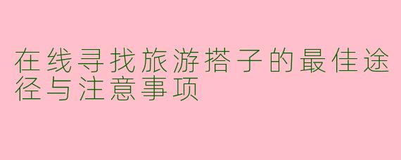 在线寻找旅游搭子的最佳途径与注意事项