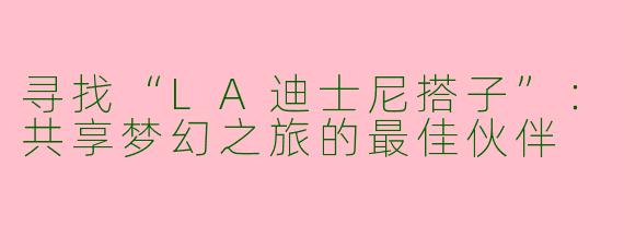 寻找“LA迪士尼搭子”:共享梦幻之旅的最佳伙伴
