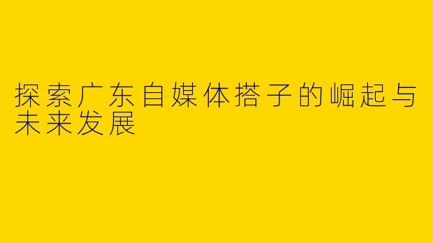 探索广东自媒体搭子的崛起与未来发展