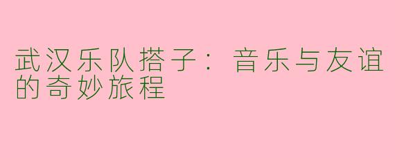 武汉乐队搭子：音乐与友谊的奇妙旅程