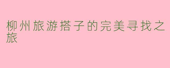 柳州旅游搭子的完美寻找之旅