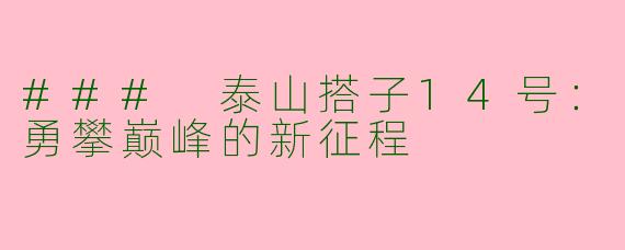 ### 泰山搭子14号：勇攀巅峰的新征程