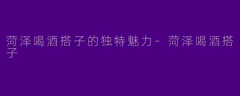 菏泽喝酒搭子的独特魅力-菏泽喝酒搭子
