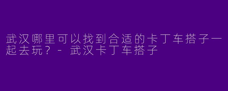 武汉哪里可以找到合适的卡丁车搭子一起去玩?