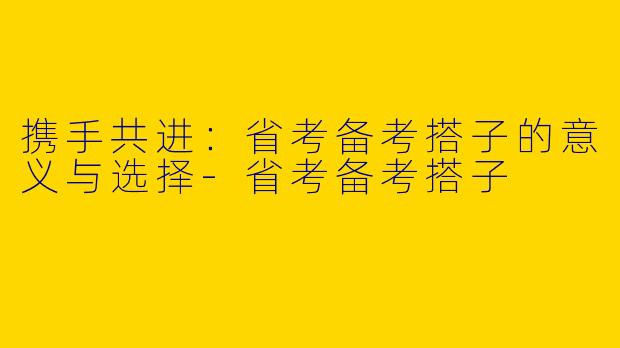 携手共进:省考备考搭子的意义与选择