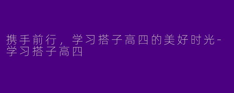 携手前行，学习搭子高四的美好时光-学习搭子高四