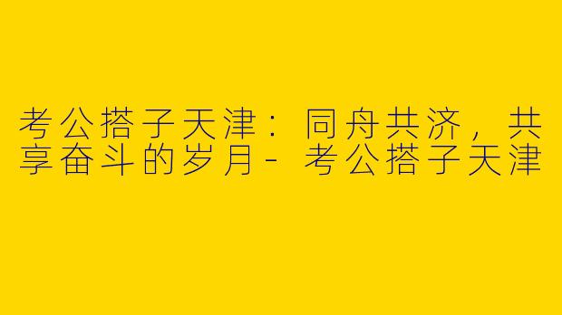 考公搭子天津:同舟共济,共享奋斗的岁月