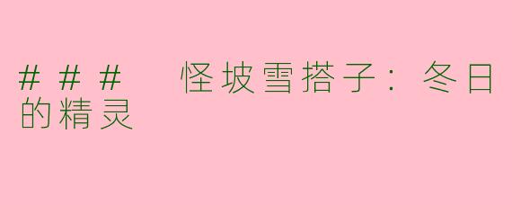 ### 怪坡雪搭子:冬日的精灵