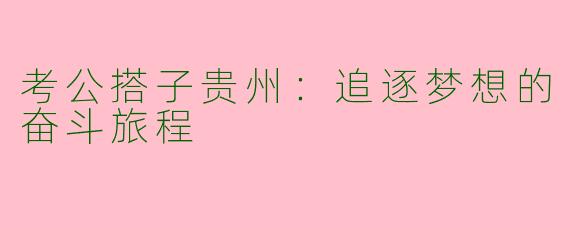 考公搭子贵州：追逐梦想的奋斗旅程