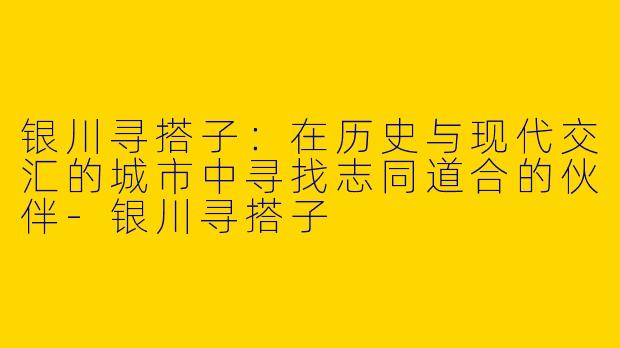 银川寻搭子：在历史与现代交汇的城市中寻找志同道合的伙伴-银川寻搭子