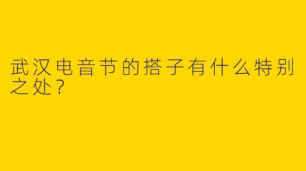 武汉电音节的搭子有什么特别之处?