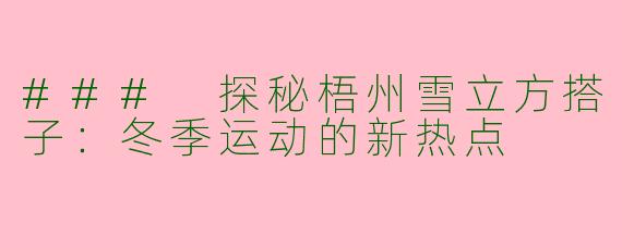 ### 探秘梧州雪立方搭子：冬季运动的新热点