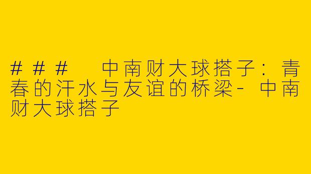 ### 中南财大球搭子：青春的汗水与友谊的桥梁-中南财大球搭子