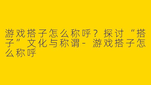 游戏搭子怎么称呼？探讨“搭子”文化与称谓-游戏搭子怎么称呼