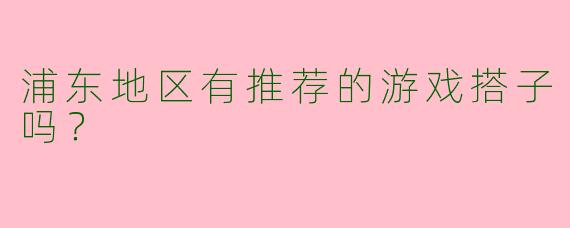 浦东地区有推荐的游戏搭子吗?