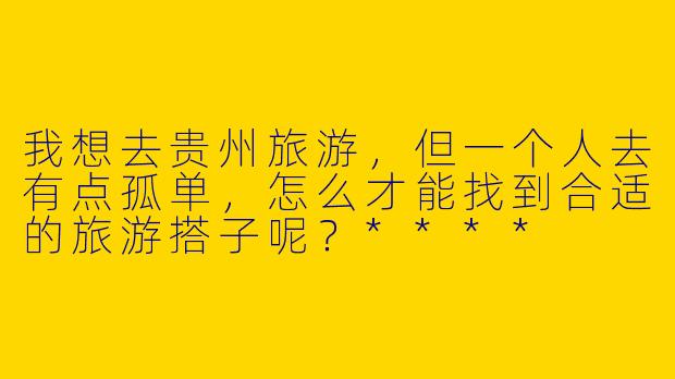 我想去贵州旅游,但一个人去有点孤单,怎么才能找到合适的旅游搭子呢?****