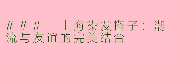### 上海染发搭子：潮流与友谊的完美结合